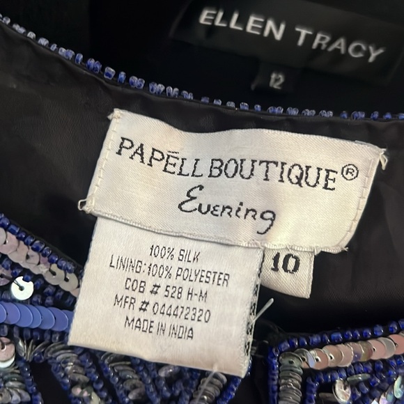 PAPÉLLE BOUTIQUE evening sequin silk vintage latch down jacket fully lined 80s - Picture 9 of 9